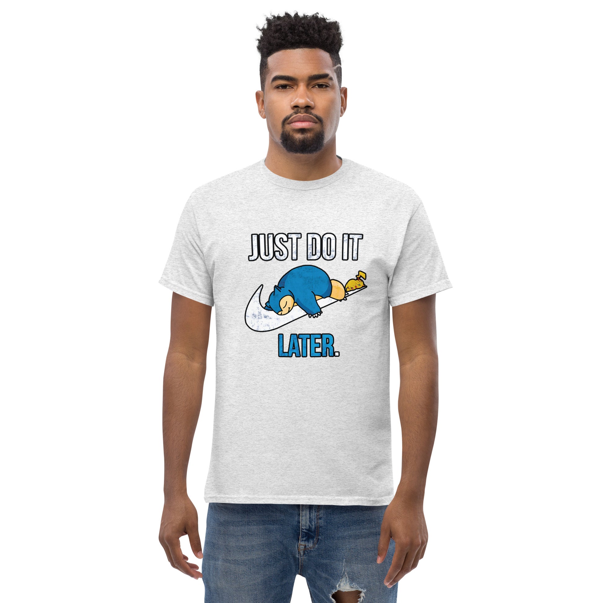 Just Do It Later T-Shirt Pika And Snorlax Sleeping Tee Funny Just Do IT Later Joke Unisex