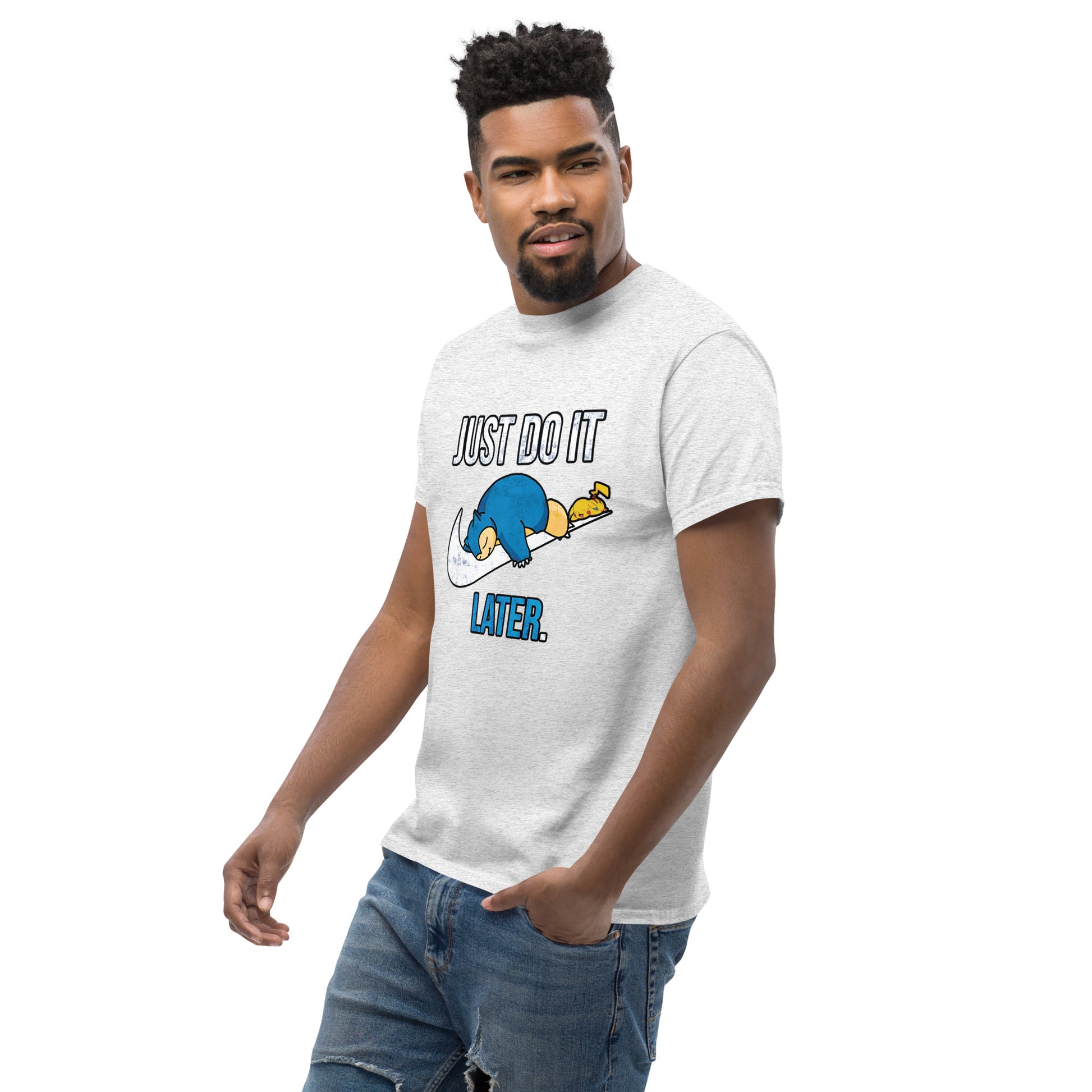 Just Do It Later T-Shirt Pika And Snorlax Sleeping Tee Funny Just Do IT Later Joke Unisex