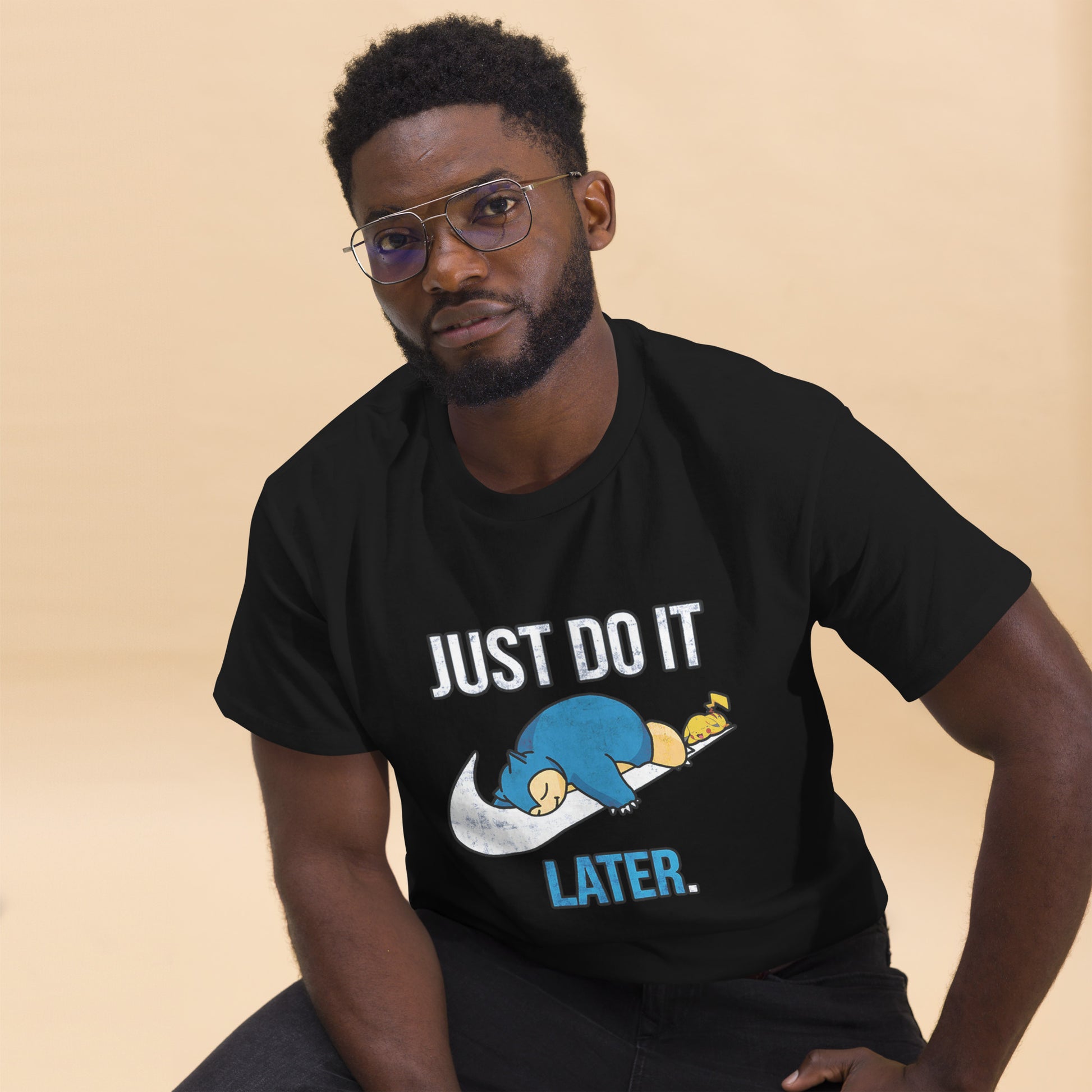 Just Do It Later T-Shirt Pika And Snorlax Sleeping Tee Funny Just Do IT Later Joke Unisex