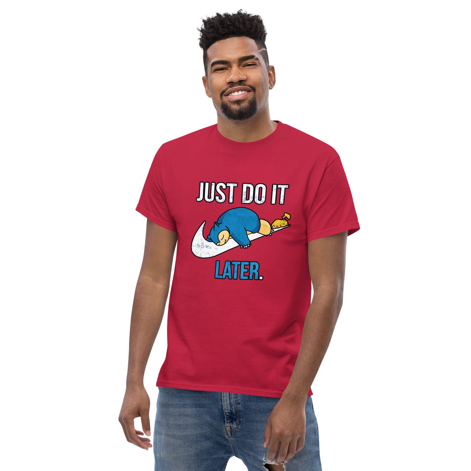Just Do It Later T-Shirt Pika And Snorlax Sleeping Tee Funny Just Do IT Later Joke Unisex