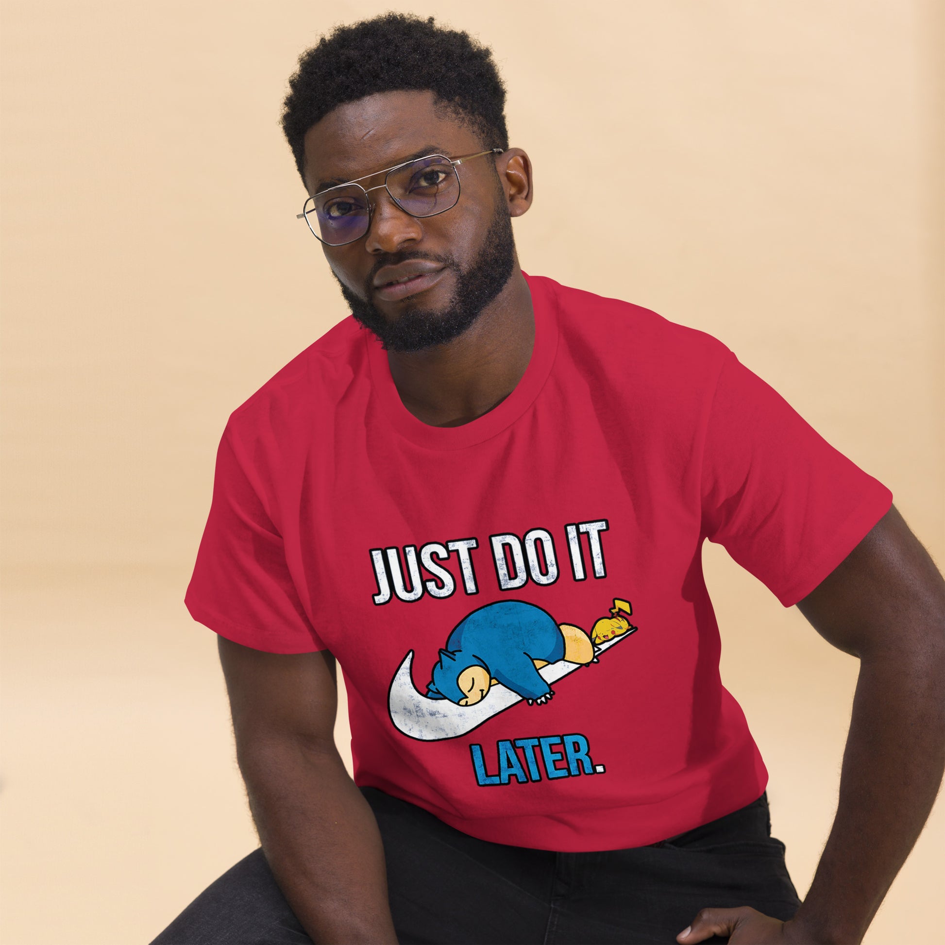 Just Do It Later T-Shirt Pika And Snorlax Sleeping Tee Funny Just Do IT Later Joke Unisex