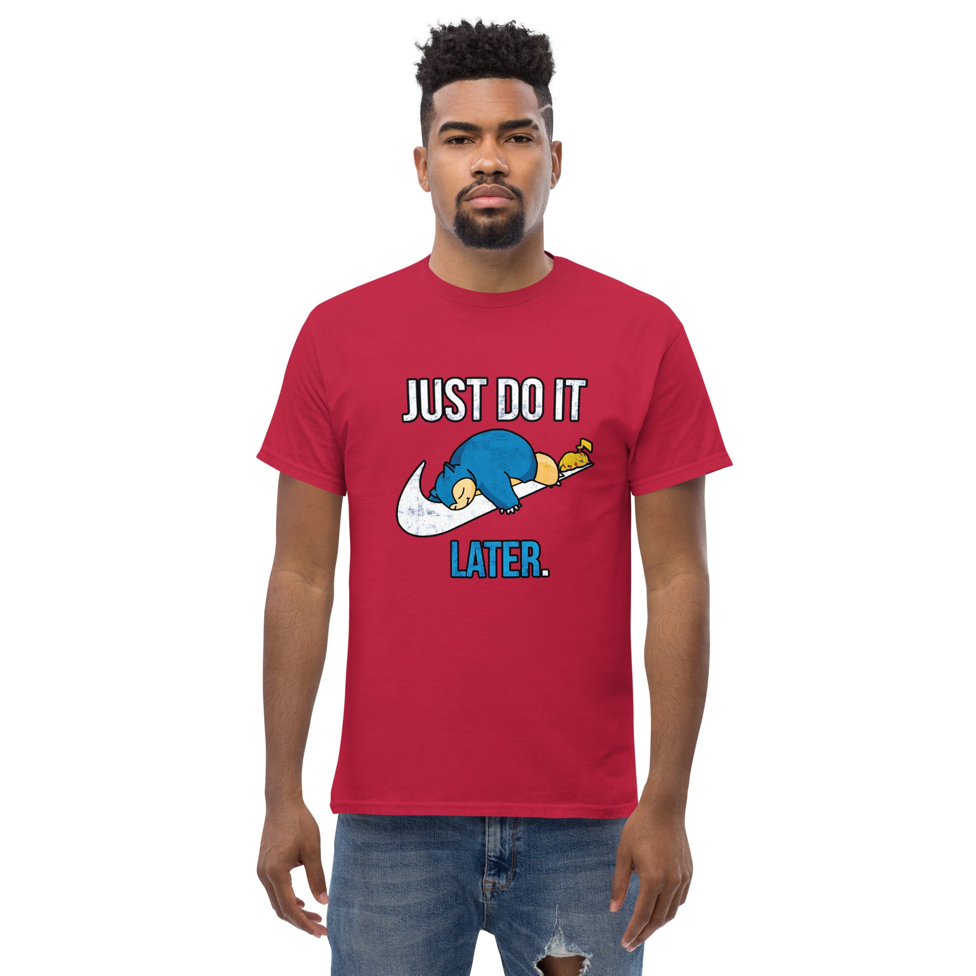 Just Do It Later T-Shirt Pika And Snorlax Sleeping Tee Funny Just Do IT Later Joke Unisex