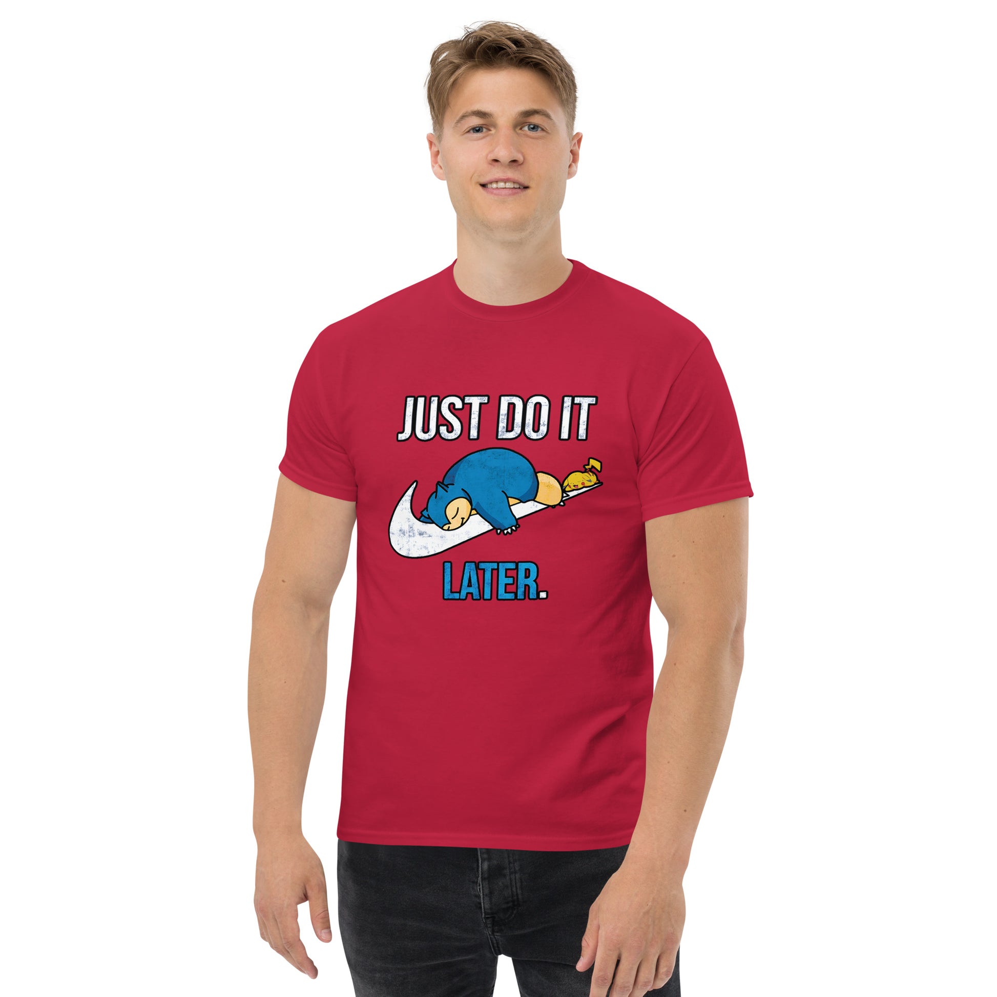 Just Do It Later T-Shirt Pika And Snorlax Sleeping Tee Funny Just Do IT Later Joke Unisex