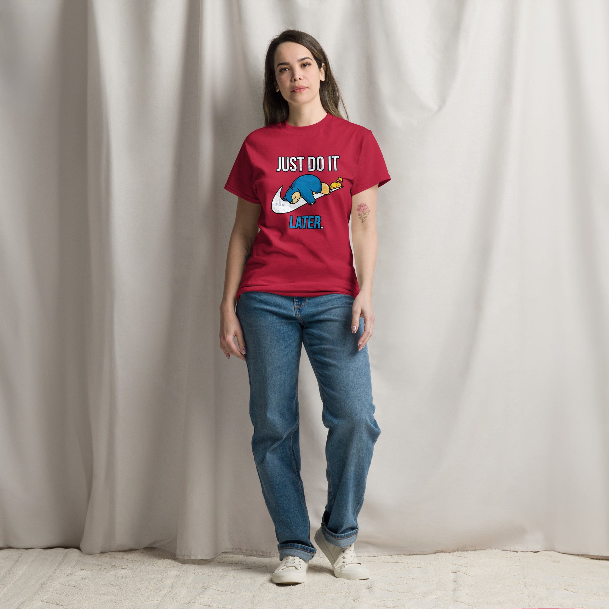 Just Do It Later T-Shirt Pika And Snorlax Sleeping Tee Funny Just Do IT Later Joke Unisex