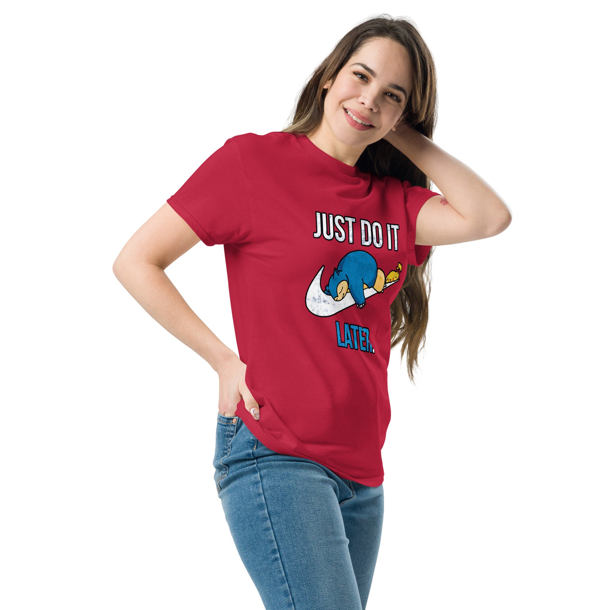 Just Do It Later T-Shirt Pika And Snorlax Sleeping Tee Funny Just Do IT Later Joke Unisex