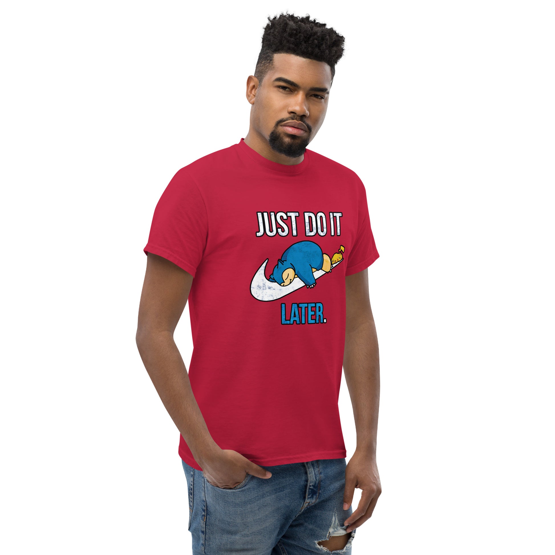 Just Do It Later T-Shirt Pika And Snorlax Sleeping Tee Funny Just Do IT Later Joke Unisex