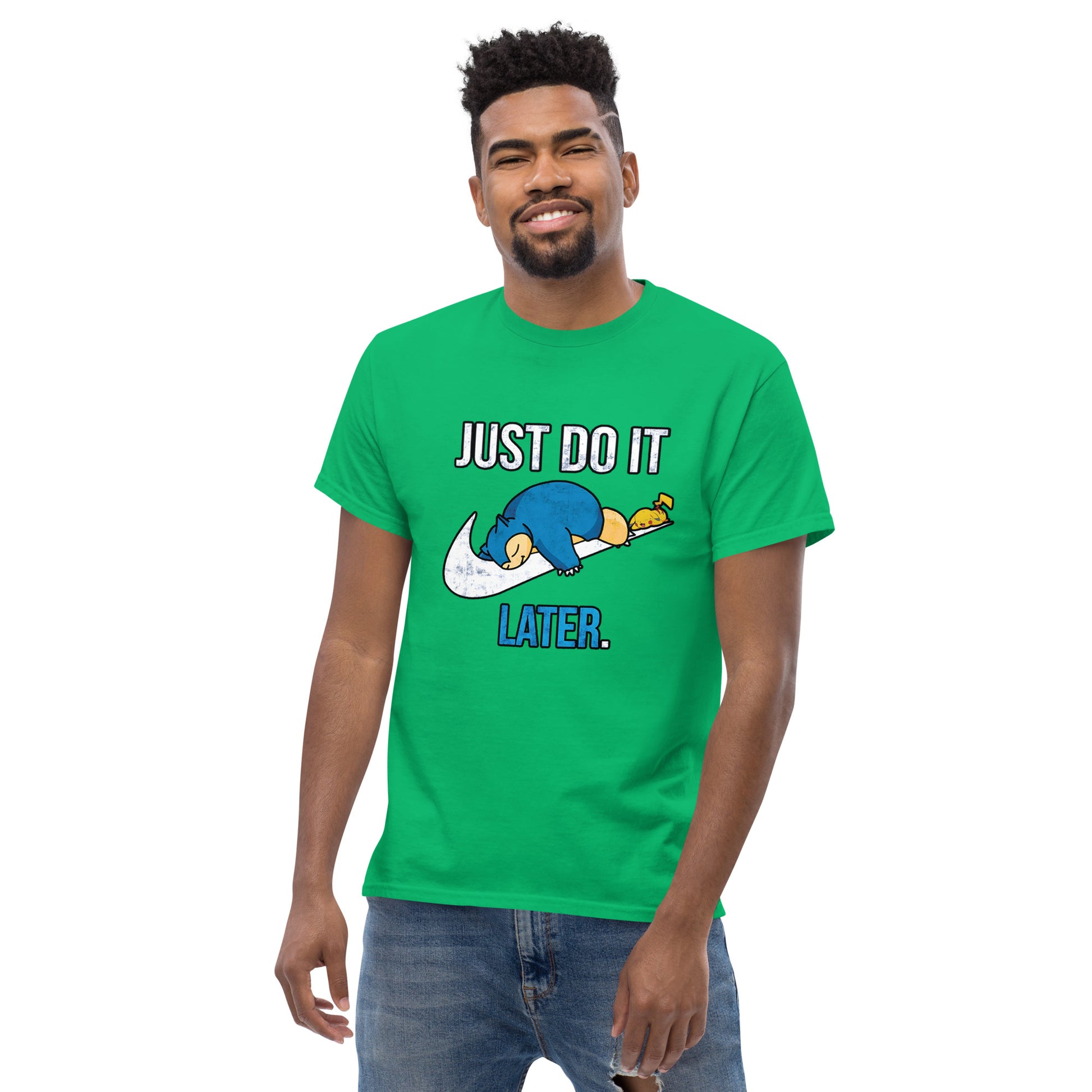 Just Do It Later T-Shirt Pika And Snorlax Sleeping Tee Funny Just Do IT Later Joke Unisex