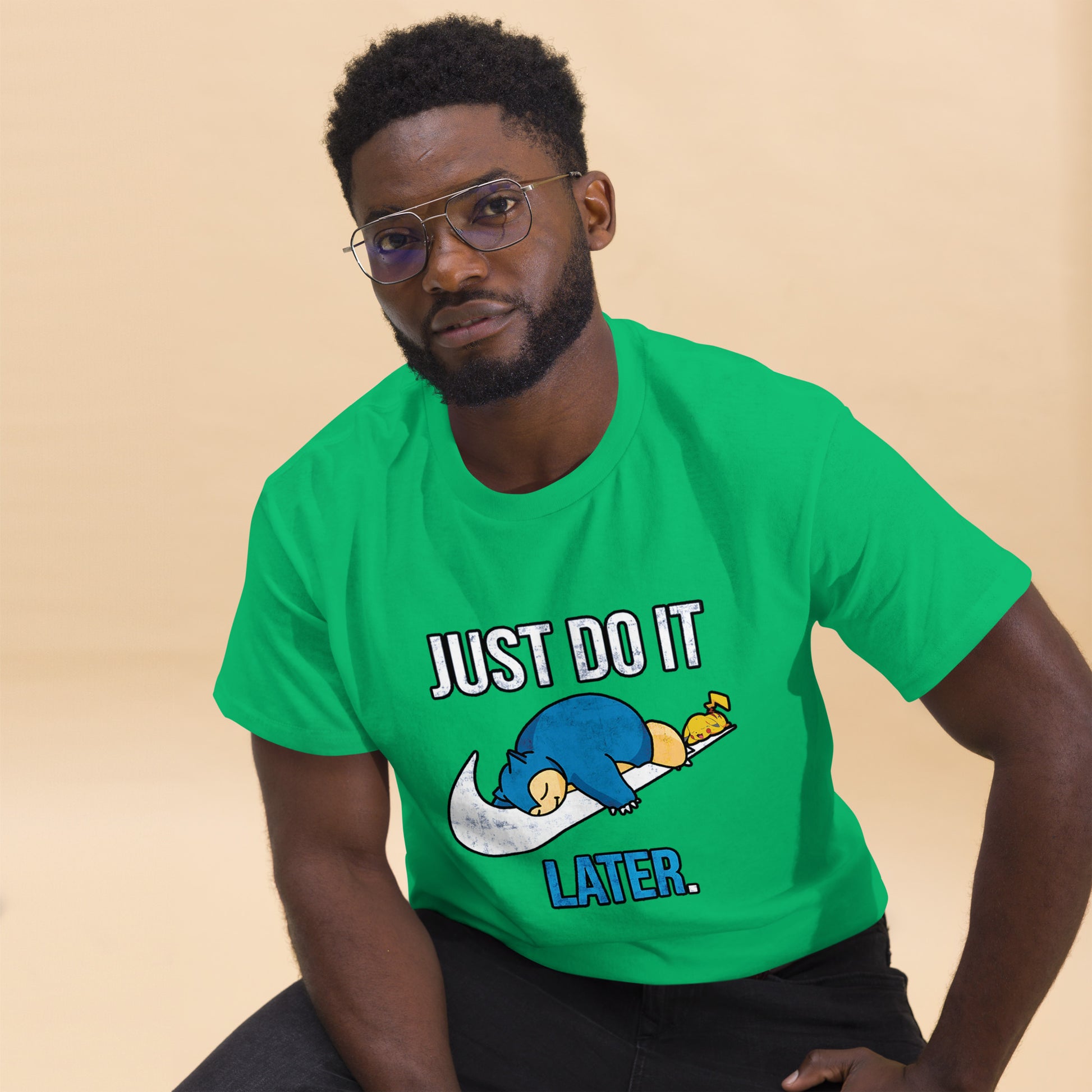 Just Do It Later T-Shirt Pika And Snorlax Sleeping Tee Funny Just Do IT Later Joke Unisex