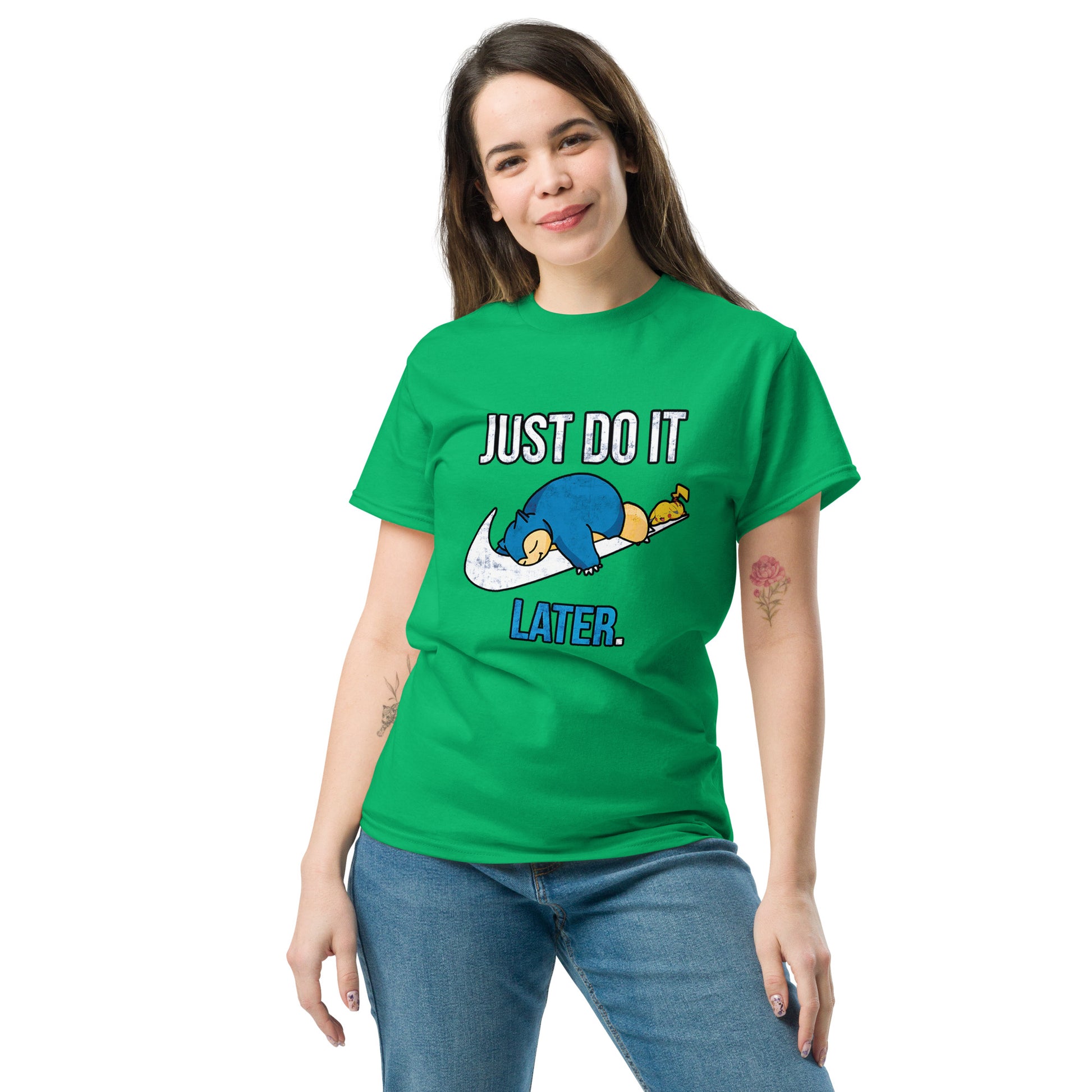 Just Do It Later T-Shirt Pika And Snorlax Sleeping Tee Funny Just Do IT Later Joke Unisex