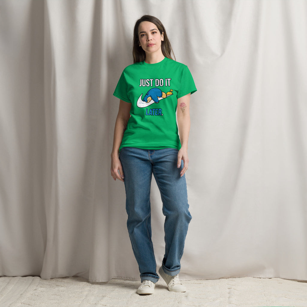 Just Do It Later T-Shirt Pika And Snorlax Sleeping Tee Funny Just Do IT Later Joke Unisex