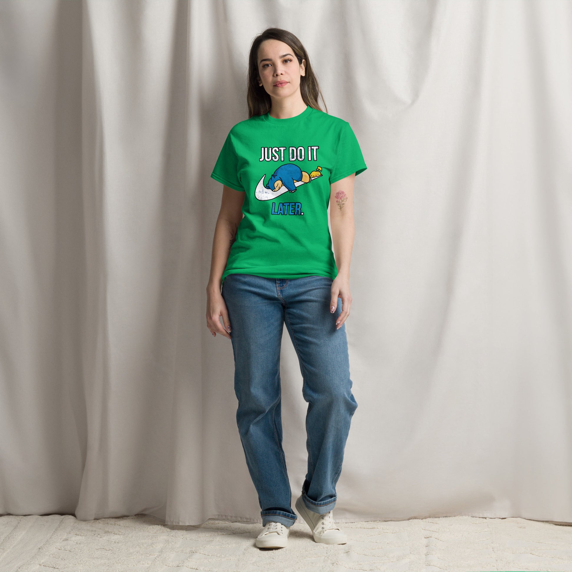 Just Do It Later T-Shirt Pika And Snorlax Sleeping Tee Funny Just Do IT Later Joke Unisex