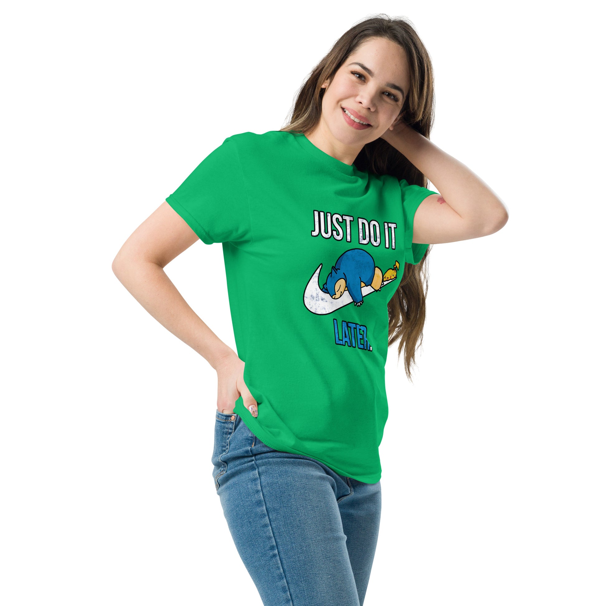Just Do It Later T-Shirt Pika And Snorlax Sleeping Tee Funny Just Do IT Later Joke Unisex