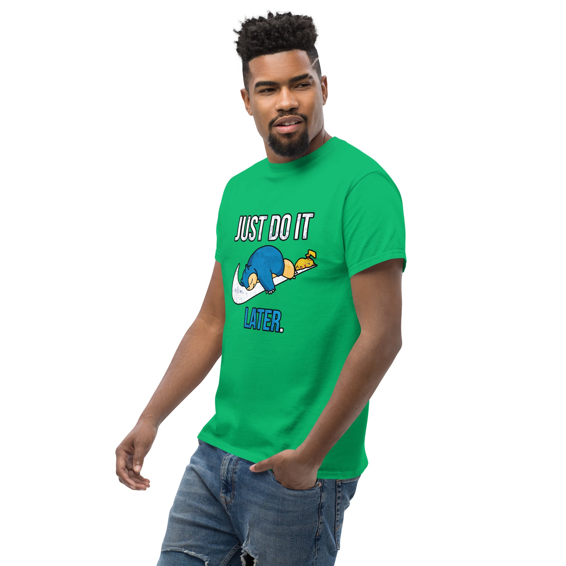 Just Do It Later T-Shirt Pika And Snorlax Sleeping Tee Funny Just Do IT Later Joke Unisex