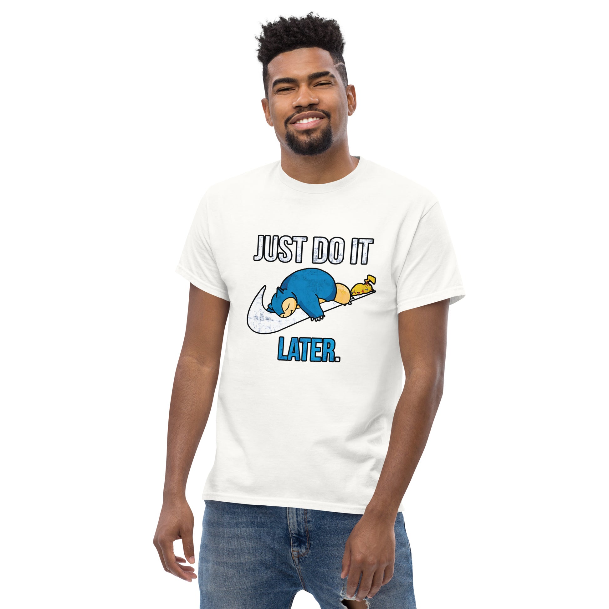 Just Do It Later T-Shirt Pika And Snorlax Sleeping Tee Funny Just Do IT Later Joke Unisex