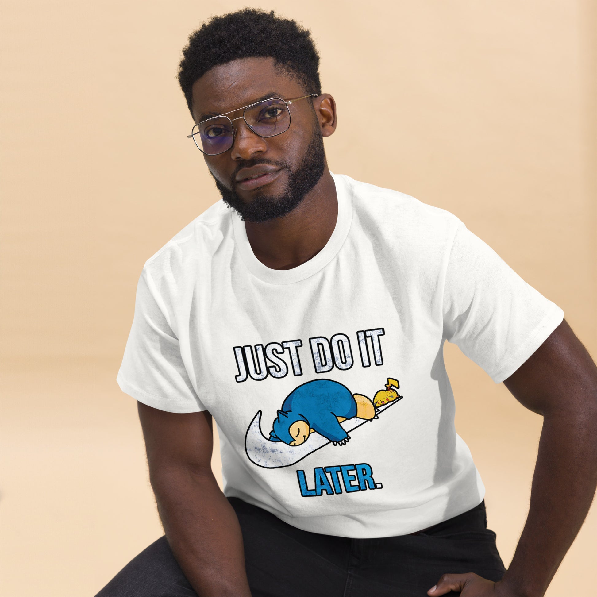Just Do It Later T-Shirt Pika And Snorlax Sleeping Tee Funny Just Do IT Later Joke Unisex