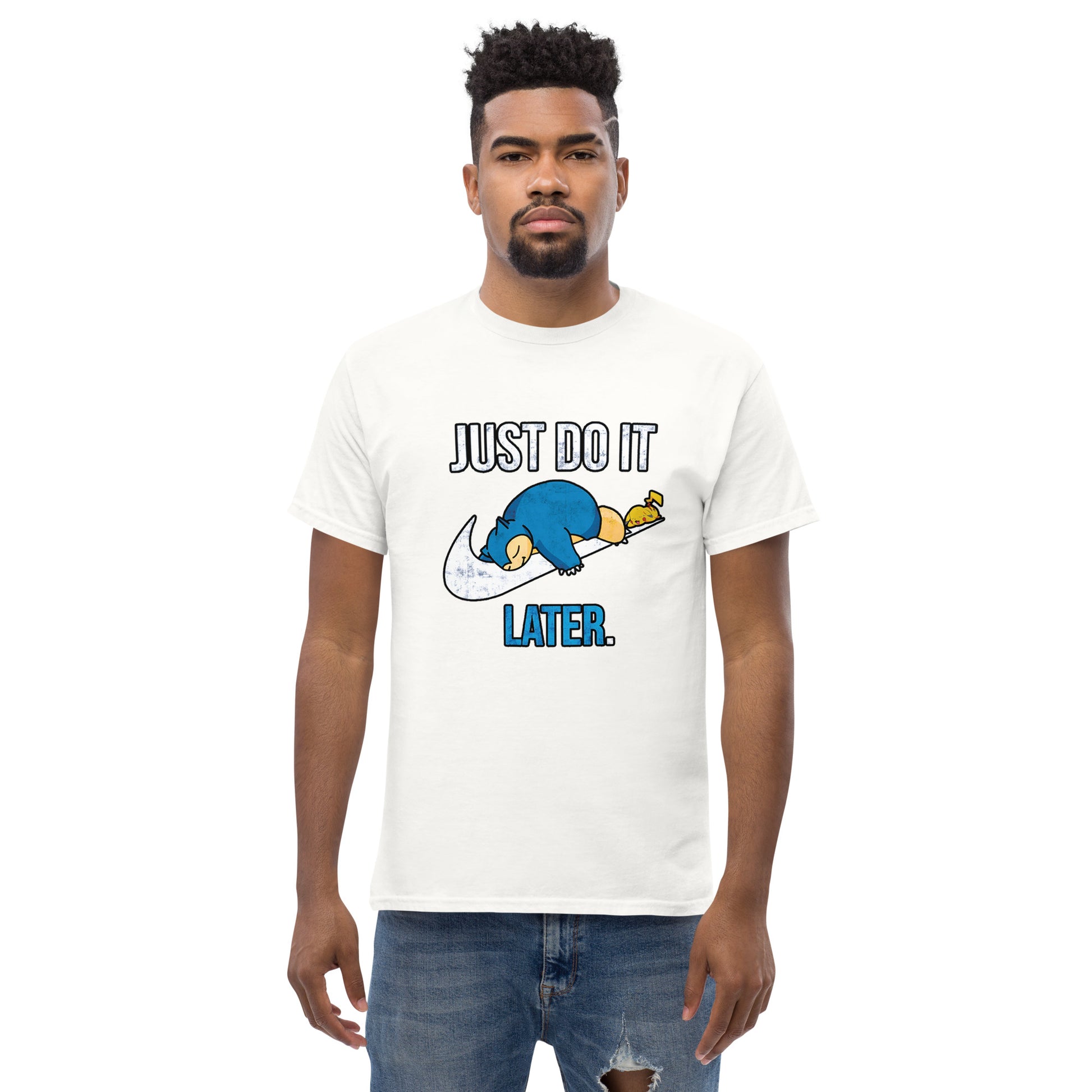 Just Do It Later T-Shirt Pika And Snorlax Sleeping Tee Funny Just Do IT Later Joke Unisex
