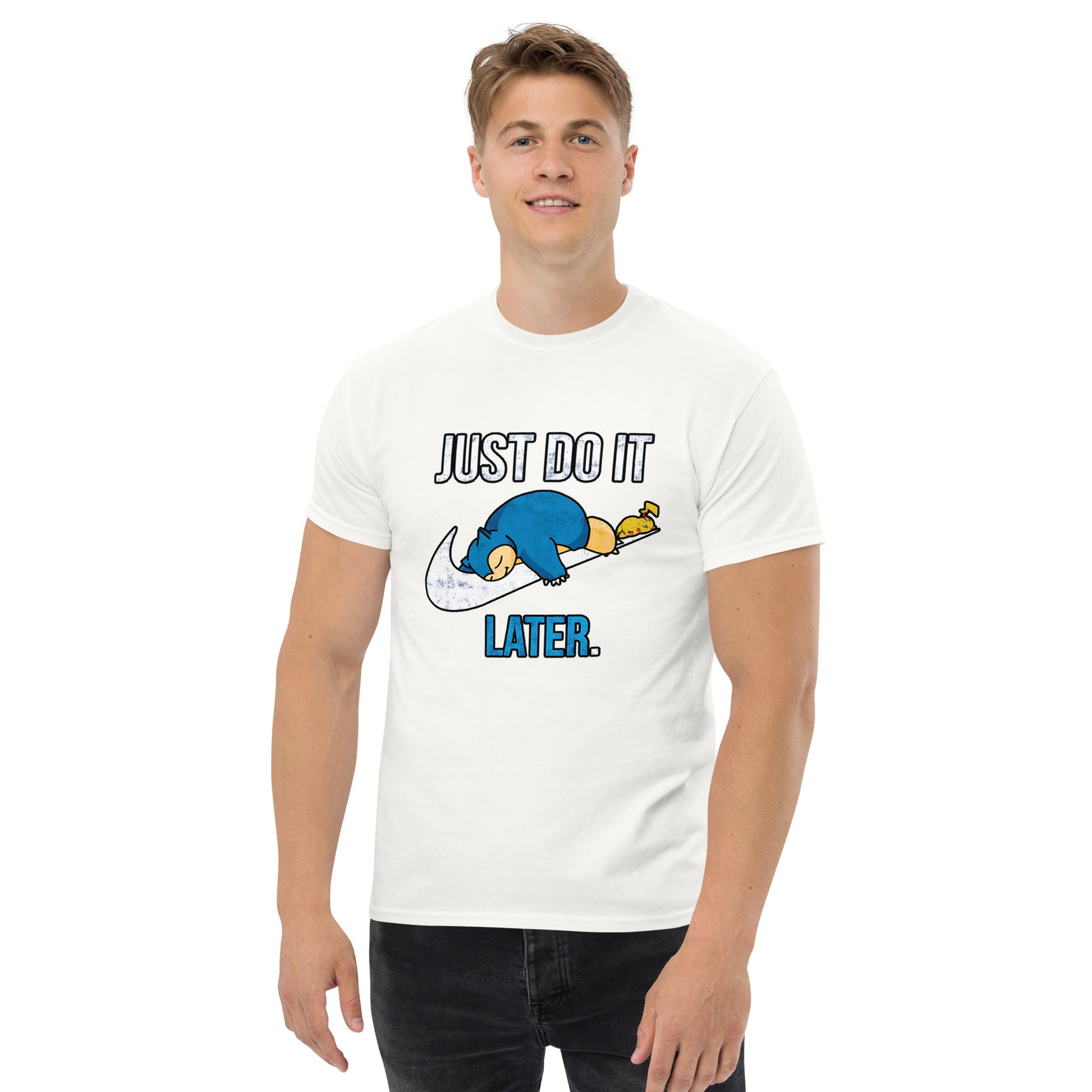 Just Do It Later T-Shirt Pika And Snorlax Sleeping Tee Funny Just Do IT Later Joke Unisex