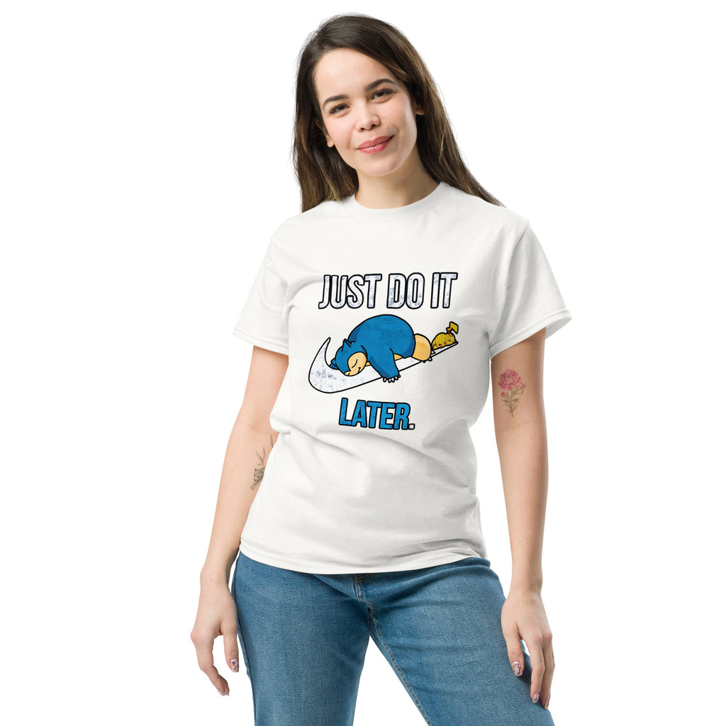 Just Do It Later T-Shirt Pika And Snorlax Sleeping Tee Funny Just Do IT Later Joke Unisex