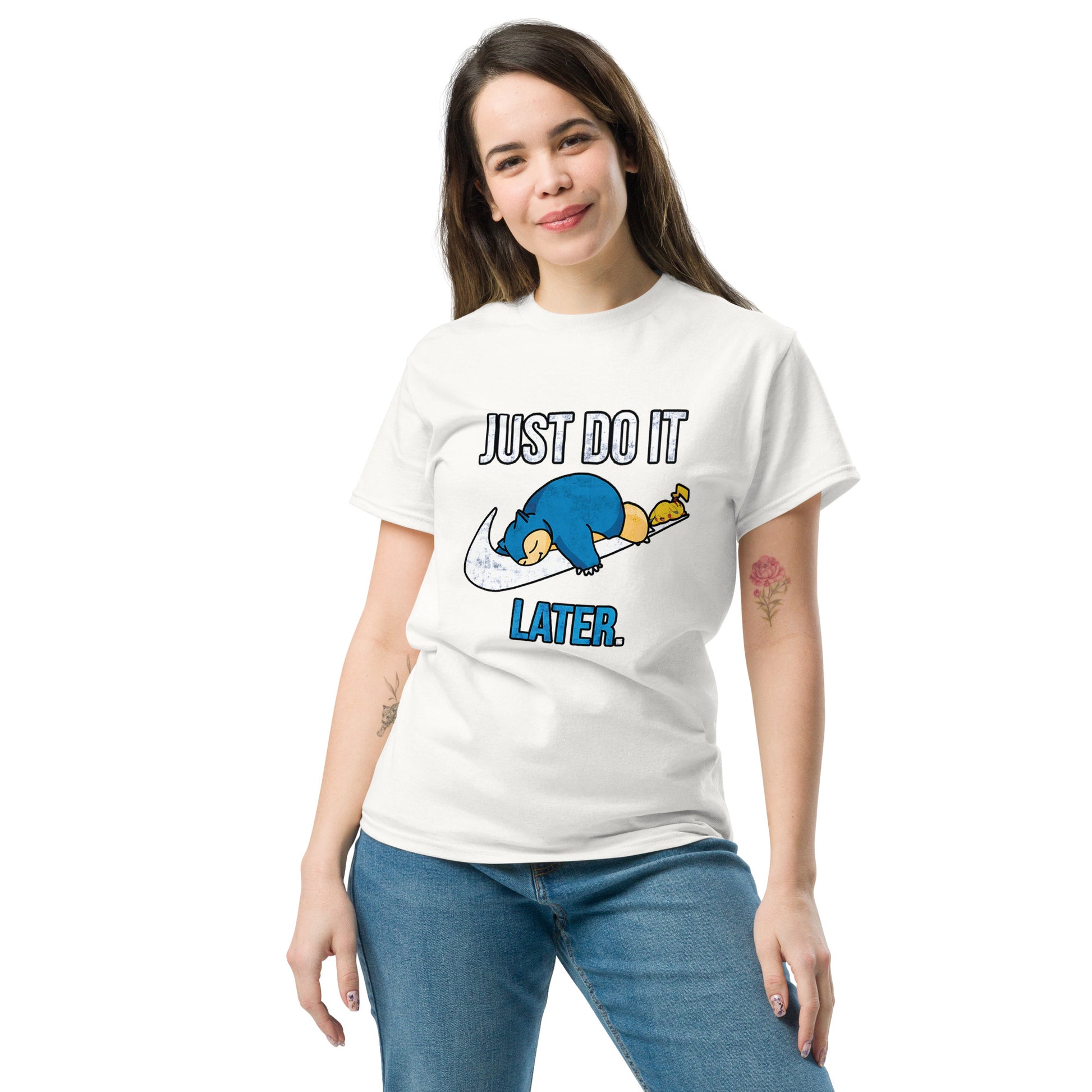 Just Do It Later T-Shirt Pika And Snorlax Sleeping Tee Funny Just Do IT Later Joke Unisex