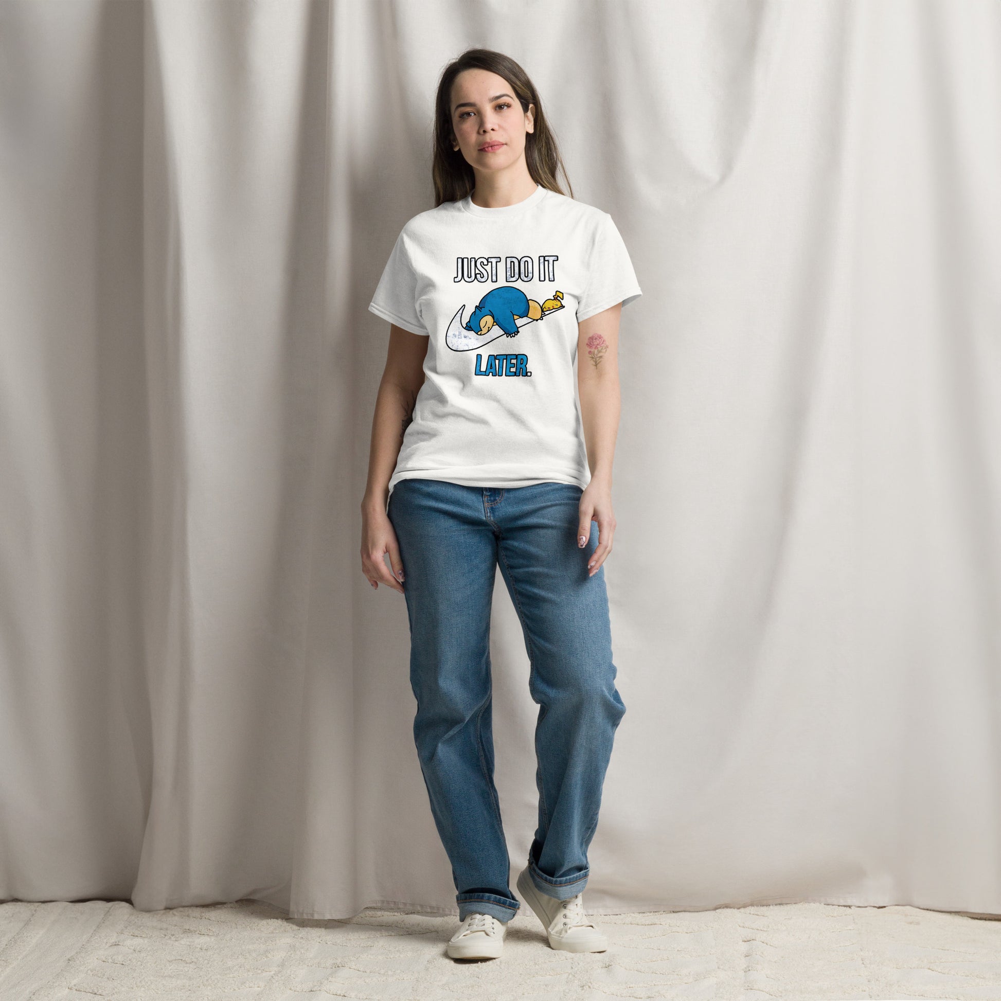 Just Do It Later T-Shirt Pika And Snorlax Sleeping Tee Funny Just Do IT Later Joke Unisex