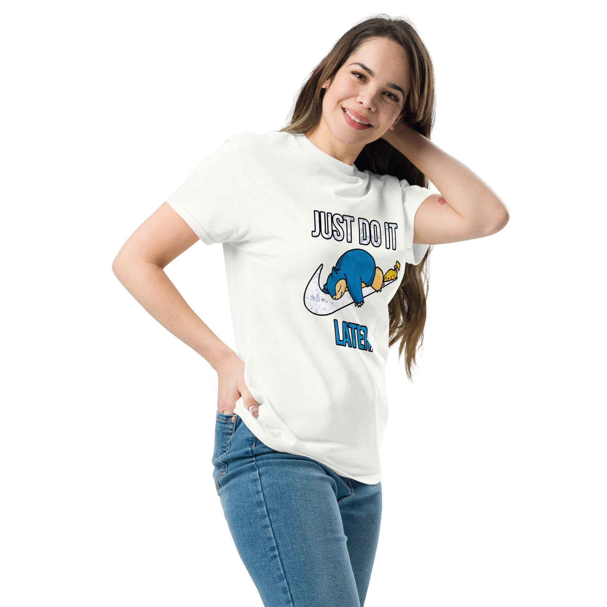 Just Do It Later T-Shirt Pika And Snorlax Sleeping Tee Funny Just Do IT Later Joke Unisex