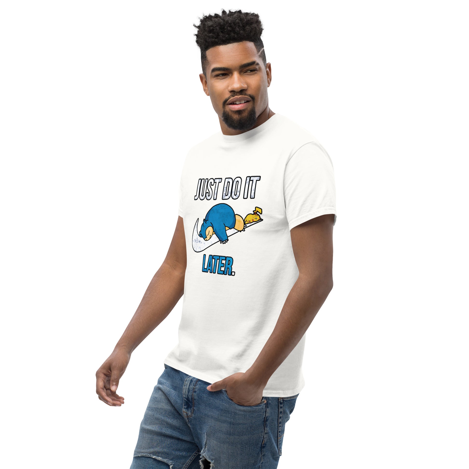 Just Do It Later T-Shirt Pika And Snorlax Sleeping Tee Funny Just Do IT Later Joke Unisex